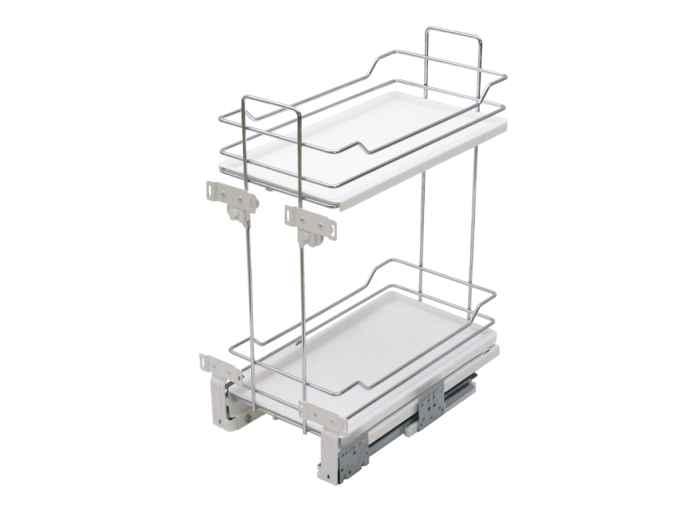 PU-OUT 2 TIERS for base cabinets solid white plastic bottom with