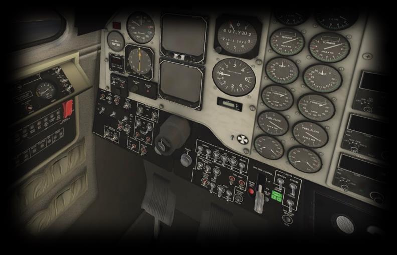 Views and Controls The X-Plane King Air C90B features a detailed 3-D cockpit with a great many of the primary controls and systems modeled, including: Flight controls (yoke, rudder pedals, throttles,