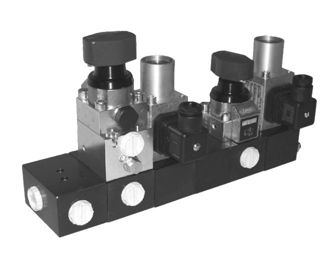 Valve packages manual and solenoid operated pplication: hese modular valve packages provide safe solenoid control of the fluid to the die clamps and filters.