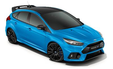 FOCUS RS BLUE EDITION SPECIFICATION Focus RS Edition Additional to RS Quaife mechanical limited-slip differential Nitrous Blue exterior body colour Matt-black foil roof treatment New black cast-alloy