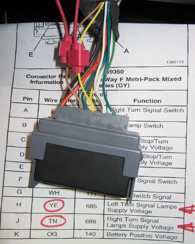 Signal Wire Hook-up. Peel back the insulating wrap on the wiring harness at the turn signal flasher unit. Locate the YELLOW wire within the wire bundle.
