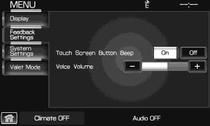 Select from the following display options: Brightness: Select AUTO DIM to manually adjust the brightness by pressing + or.