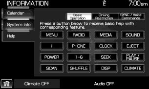 Entertainment Systems Select Basic Operation at the top of the screen to view the hard buttons on your mobile