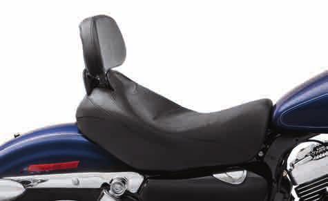 Seat features an easily removable adjustable rider backrest that folds down for easier passenger mounting. Rider backrest has a 5-position height adjustment with 1.