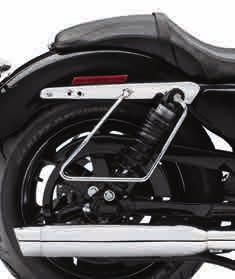 The elegant chrome-plated hoop attaches to the upper shock mount and fender strut, and can be installed on models equipped with rigid-mount sissy bar sideplates and uprights.