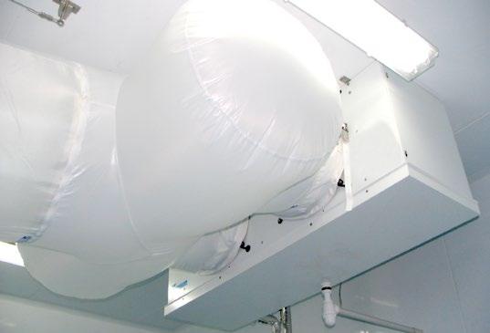 VGT and MP5 option Shell used to fasten the textile duct (not supplied), the special-purpose fan ensures the ventilation air pressure of 50 Pa available. Adapted ventilation and noise level.