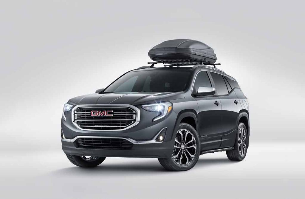 ALL-NEW 2018 GMC TERRAIN PRECISION-CRAFTED ACCESSORIES. Preproduction model shown. Actual production model may vary. Availability: late summer 2017. Also shown: Assist Steps, P/N 84279671.