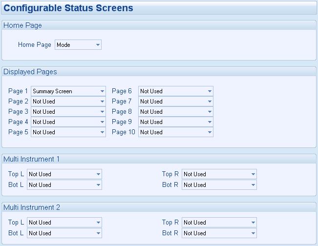Description of Controls 4.2.1 STATUS NOTE: Press the Instrumentation Scroll buttons on the Status Page to view other Configurable Status Screens if configured.
