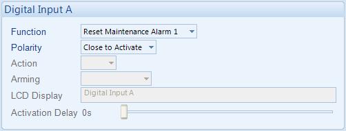 The method of reset is either by: Activating an input that has been configured to Maintenance Reset Alarm 1, 2 or 3.