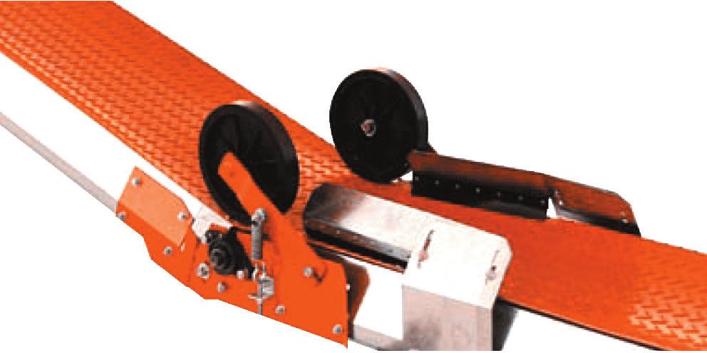 Simple belt tightener maintains belt tension.