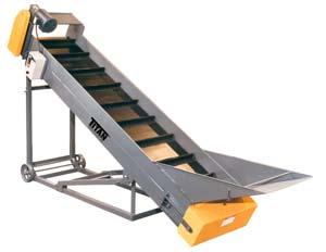PRTS CONVEYORS Page 1 of 2 MODEL 304 CLETED RUBBER BELT CONVEYOR Rugged construction and versatile djustable under carriage Ideal for moving small parts from one process to another *Unit shown with