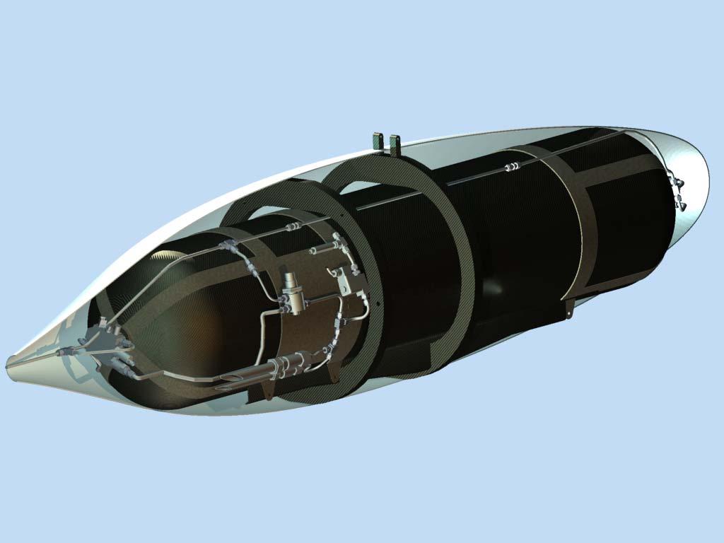 Hydrogen storage system - Tank: Dynetec W205 - Dimensions 415mm x 2110 mm -