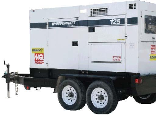 125 KVA PORTABLE GENERATOR L x W x H - 12 x 6 x 8 Standby Output - 132 KW Prime Output 120 KW Weight - 6,900 LBS Fuel Cap - 214 GAL Run Time - 21 HRS OPTIONAL ACCESSORIES 12 X 12 Containment Berm 50