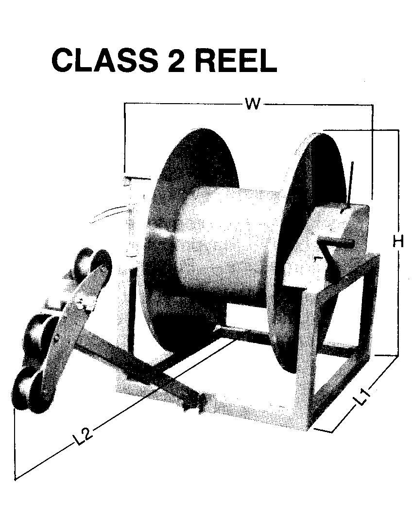 Manual 26-52 23 26 80 lbs R1-30 300 ft. Manual 28-56 27 28 90 lbs R1-40 400 ft. Manual 30-60 29 30 105 lbs Reels are constructed of 2" square tubing for the frame and have a 18" reel drum diameter.