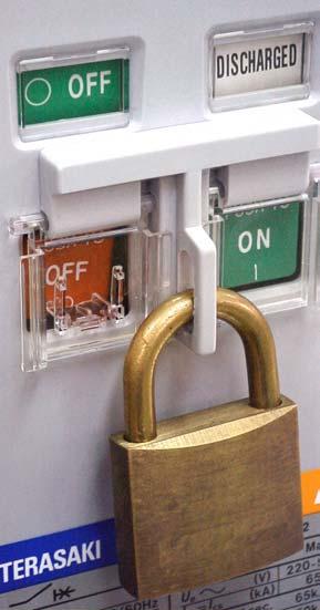 4-4. Lock in OFF Procedure 1) Open the OFF button cover shown in Fig. 32. 2) Raise the OFF-lock tab and close the button cover.
