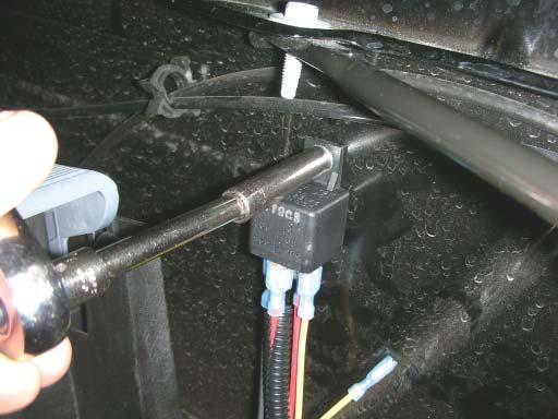 The intercooler relay harness is going to mount on the driver side inner fender just below where the