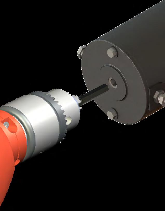 Using an electric drill with a 1/4" hex bit, insert the hex bit into the manual override