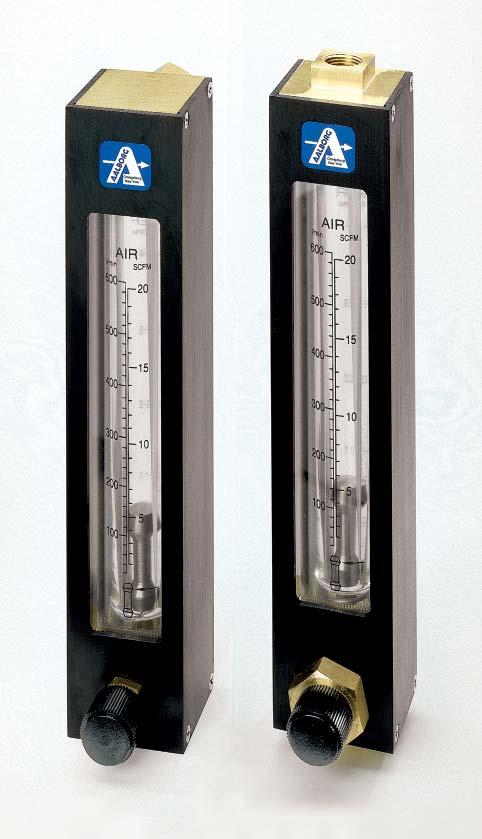meters are designed with unique rotatable scales of dual air-water direct reading graduations showing SCFM and L/min (air), as well as GPM and LPM (water) markings.
