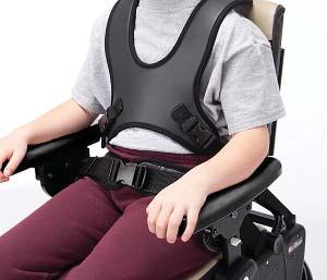 Butterfly harness To prevent falls, WARNING strangulation, head entrapment or other injuries: Always use seatbelt or pelvic harness when the tray, chest straps, thigh belt, mini trunk support, or