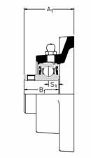 Bearing inserts with flinger seals shown on pages 91 and 92 can be fitted into these housings. The unit reference has the suffix FS, e.g. SF25FS.