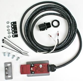 Enclosure Door Switch Kit PN 1 Door Switch w/ Plate (attached to 10 of 2-conductor Wire) 1 Key w/ Plate 5 Mounting Tab 31460 6 Cable Tie 31719 5 10-32 Hex Nuts 34101 4 10-32 x 7/16 Screw 32071 1 Cord