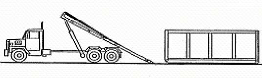 Illustration 2: Raise the hoist until the tail touches the ground. (NOTE: DO not allow the hoist tail to lift the truck by raising the hoist after the tail is touching the ground.