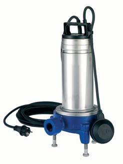 5 kw Maximum immersion depth: 5 m Temperature of pumped liquid: 0 C to +5 C (with pump totally immersed) Shaft extension: Stainless steel Liquids with suspended solids: up to 5 mm (Domo 7-Domo 7VX)
