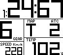APRC version Display Dual display mode Road Average & maximum speed Engine map ATC level Gear engaged Clock Odometer Water