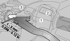 Clutch lever adjustment (03_20, 03_21) The clutch lever clearance (1) may be adjusted with the adjuster screw (3).