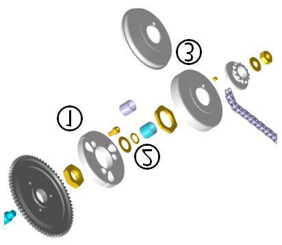 Two versions of clutch (item 1, with and without holes) are legal to be used. Both versions are marked with the wording ROTAX.