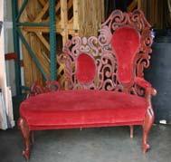 001 1 Sofa, Victorian, w/ arms, (set 1 Red
