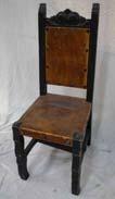 136 3 Chair, rustic, nailed, carved back