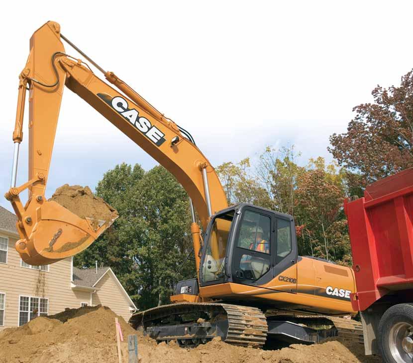 CX B Series CX210B Powerful digging performance Rated at 117 kw, the CX210B can handle a wide range of applications, from residential construction jobs to heavy-duty utility projects.