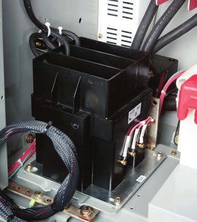 A three-phase voltage transformer (with windings connected open-delta/open-delta) can be provided in a starter or feeder cell.