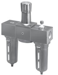P3N Hi-Flow Combinations P3N Hi-Flow Combinations Combinations P3N Hi-Flow Series Regulator can be mounted with knob in up or down position 40 micron filter element standard Manual twist drain