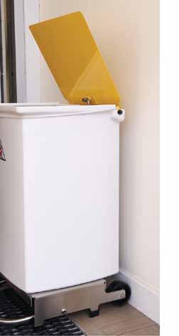 SACK HOLDERS - NHS APPROVED 37 Fire Retardant Plastic Sackholder and Combined Waste Bin Features Hands free operation Silent closing as standard Wheels for easy