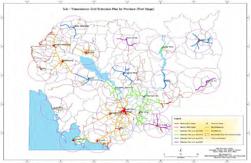 Figure 12 - Planned Areas for Grid Electrification Source: Master Plan for Rural Electrification by Renewable Electrification (2006), MIME The initial subtransmission (22 kv) lines associated with
