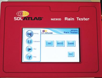 The Rain Tester provides precise control of the test through a color touch screen controller