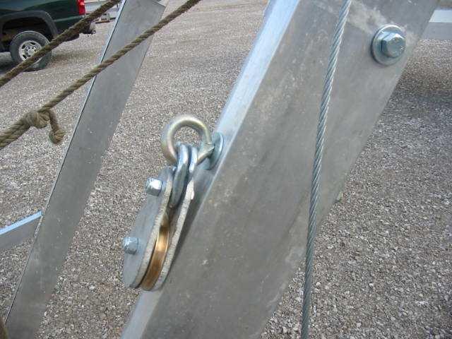 Front of hoist Cable feeds straight thru pulley and not twisted. Refer to picture above.