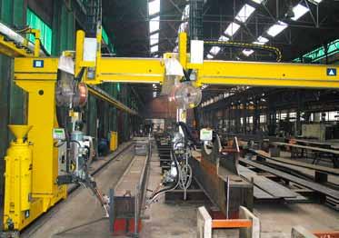 Carriers and Gantries Gantrac Highly stabilized manipulation of welding torches with optimized welding results Rigid legs supported by encoder-controlled DC-driven bogie carriages as well as a cross