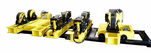 The roller bed and rollers are all mounted on one main frame. Tires of type Polyurethane 20.5 x 7 inch.