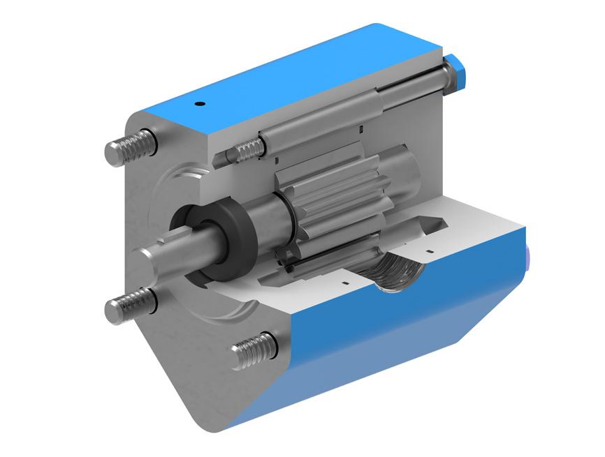 Page 1451.4 SPUR GEAR PRODUCT LINE: CUTAWAY VIEW & PUMP FEATURES Two section pump (casing and bracket) on SG-10 & -14 reduces runout to keep shaft aligned for long seal life.