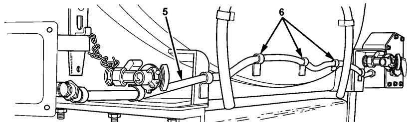 VEHICLE PREPARATION (continued) 3. Bend three clips (6) open and remove electrical conduit (5) from clips (6). 4. Remove three clips (6) by grinding them smooth to surface of semitrailer. 5.