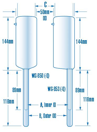 C A B E F Dewar Flasks, Small 50mL D Dewar Flasks are a convenient alternative to VT systems for studies at -195 C (b.p. of liquid N2). All Dewar Flasks are silvered around the reservoir.