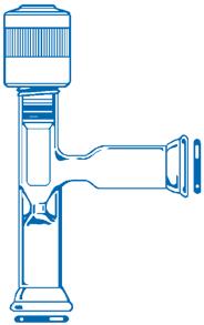 32 LG-11075 Air-Tite Glassware, Adapter, Connecting/Inlet, with Vacuum Valve Right angle configuration with a size 15 O-Ring joint sealed below the valve stem.