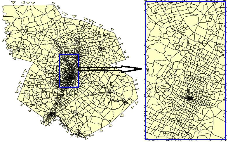 1 1 1 1 1 1 1 0 1 Figure 1: (a) Regional Transportation Network, (b) Nework within the mi x mi Geofence, (c) Distribution of Trip Origins (over -hour day, at ½-mile resolution) MODEL SPECIFICATION