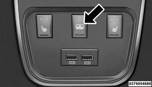 Power Sunshade Switch Behind Center Console NOTE: The rear sunshade control switch can be locked out along with the rear passenger window controls from the driver switch window lockout switch.