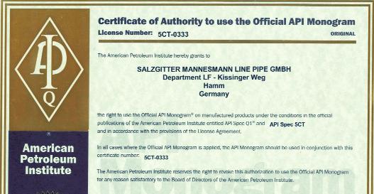 Quality management Why you always get the quality you expect from us Salzgitter Mannesmann Line Pipe is a member of the American Petroleum Institute (API) and an authorized producer of