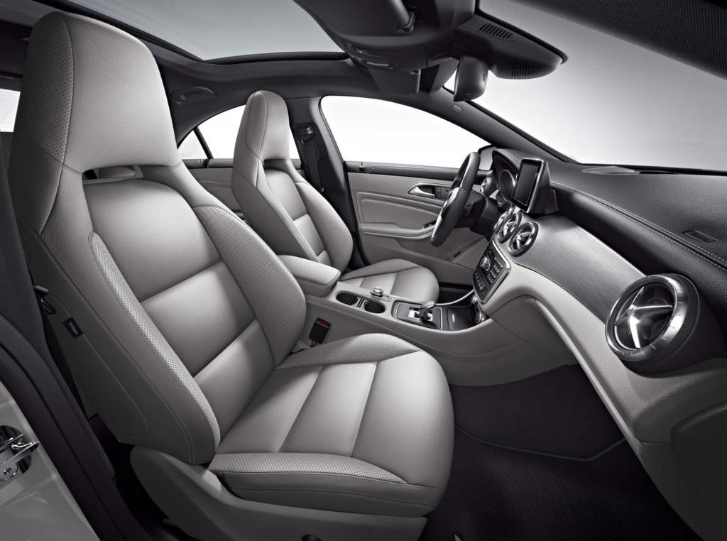 CLA45 Interior Gallery Shown with: 808 Ash Grey Leather Interior (optional) Includes: MB-Tex Covered