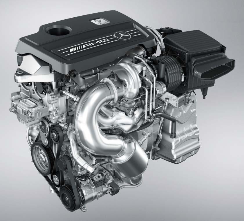 CLA45 Engine M133 2.0L Inline 4cyl Turbo: - 355 hp @ 6000rpm - 332 lb/ft torque @ 2,250-5,000-26.